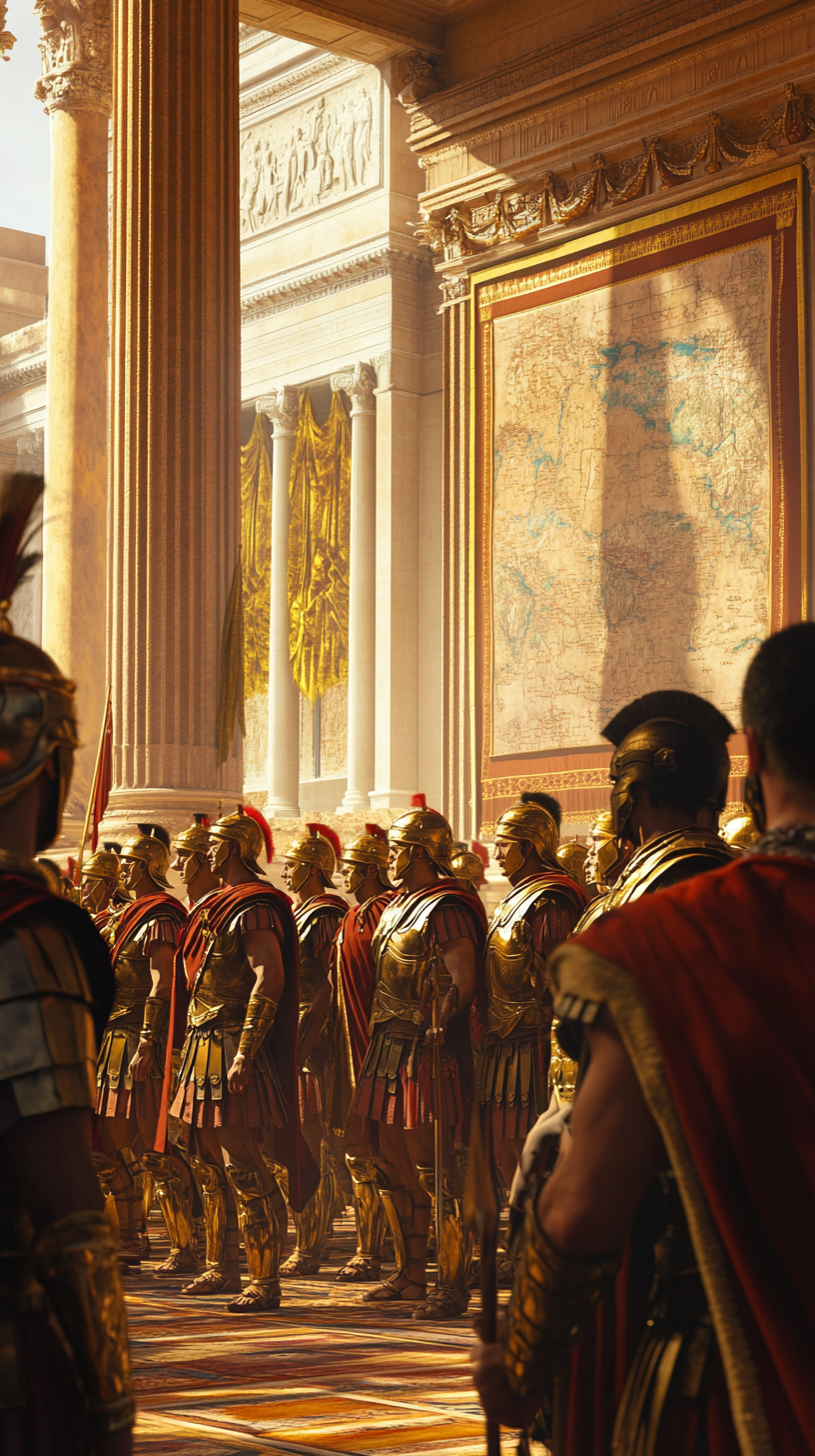 Imperial decree read to Roman Senate in Senate hall.