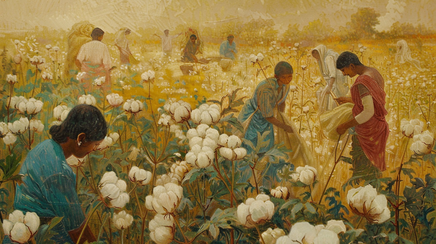 Indian Cotton Field: Modern Mona Lisa Renaissance Portrait