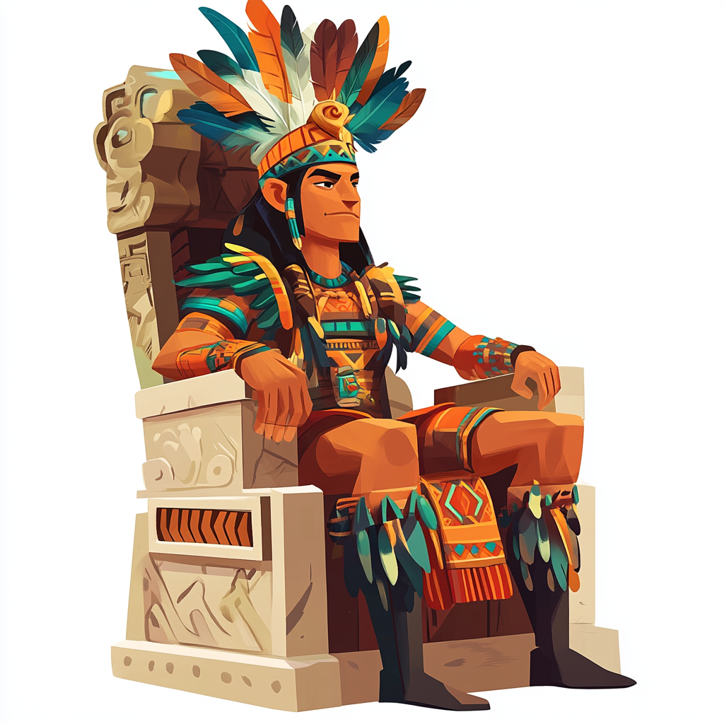 Indian King with Feathered Crown, Pixar-Style Cartoon 