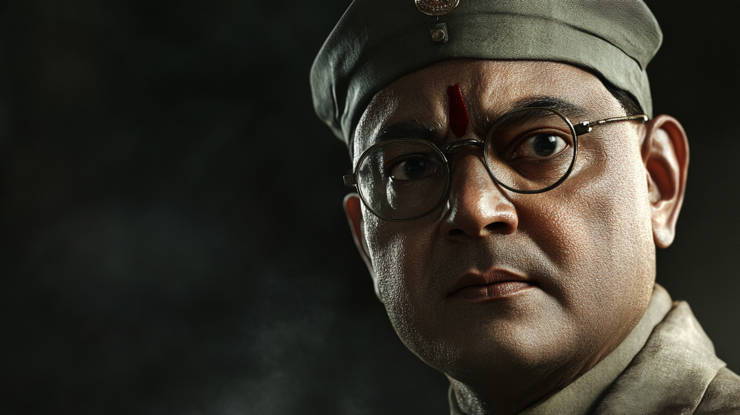 Indian freedom fighter, Subhas Chandra Bose, photo realistic, 4k.