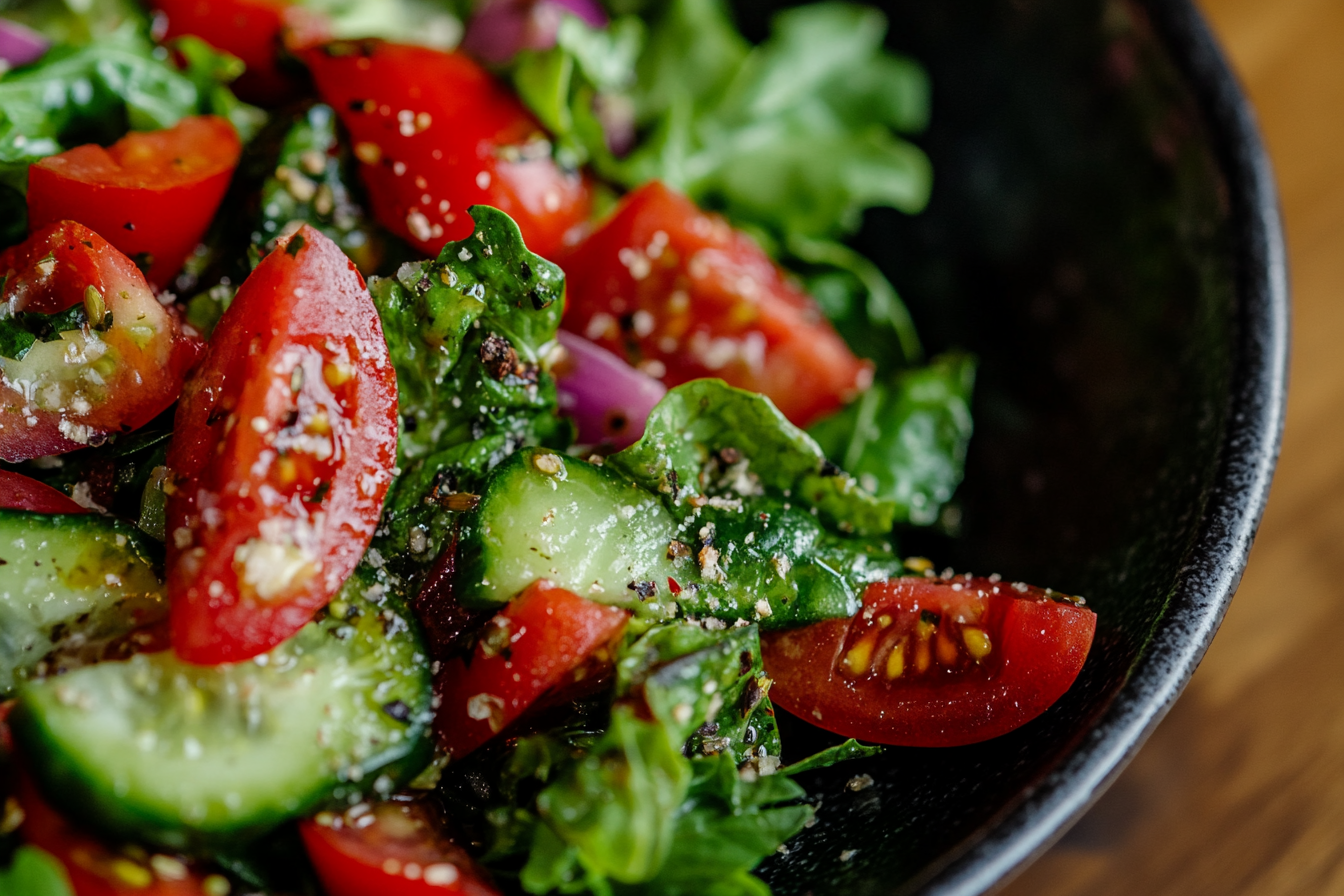 Indulgent top-down shot of TikTok Green Goddess Salad.