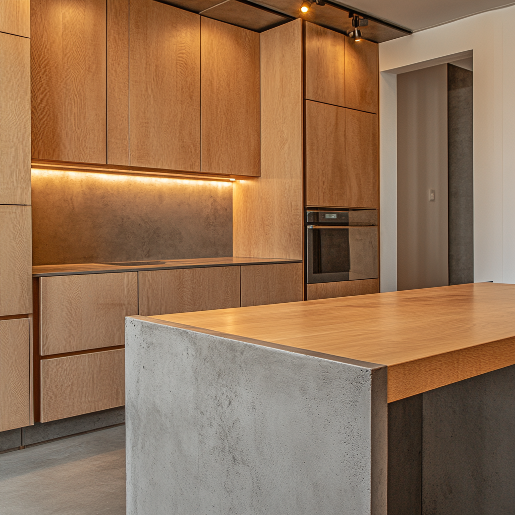 Industrial Style Foyer with Matching Kitchen