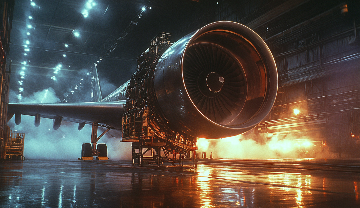 Industrial airplane engine testing on Kodak film stock.