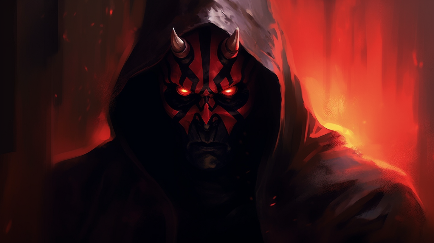 Intense Sith Figure: Red eyes, black hood, flames