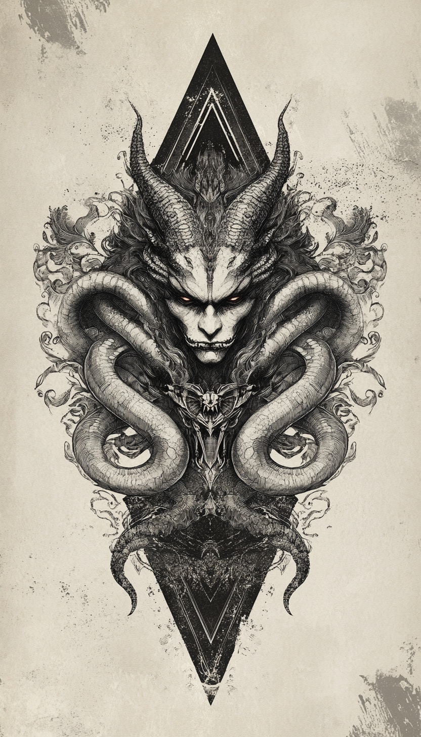 Intense Trinacria Tattoo Design: Gorgon, legs, patterns