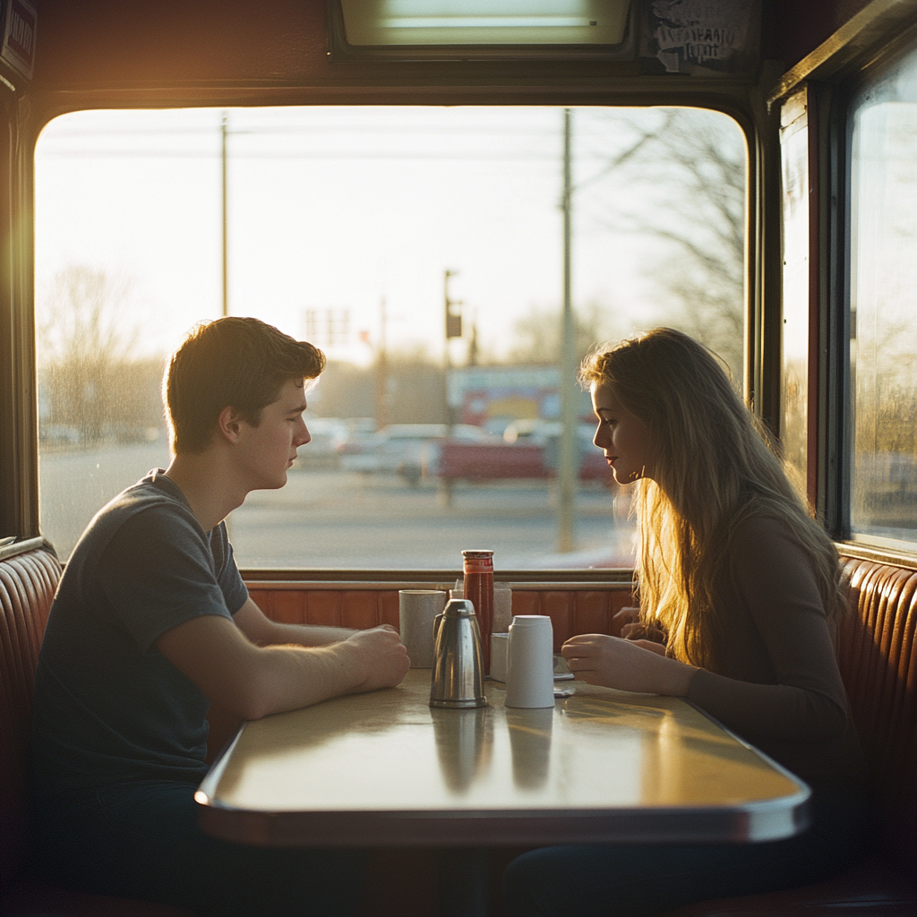 Intimate Moment in Classic Diner Setting