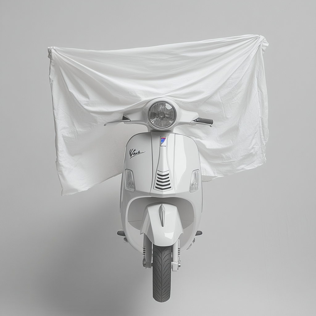 Invisible Vespa Covered by Flying White Sheet