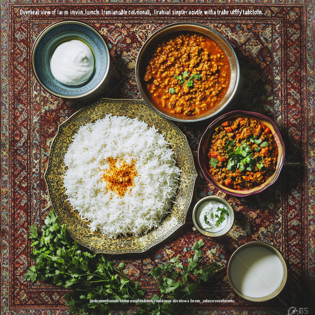 Iranian Homely Lunch Table on Green Lawn