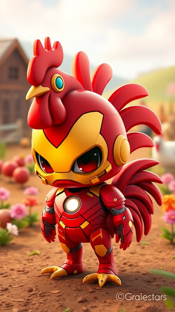 Iron Man Rooster Protects Farm with Arc Reactor