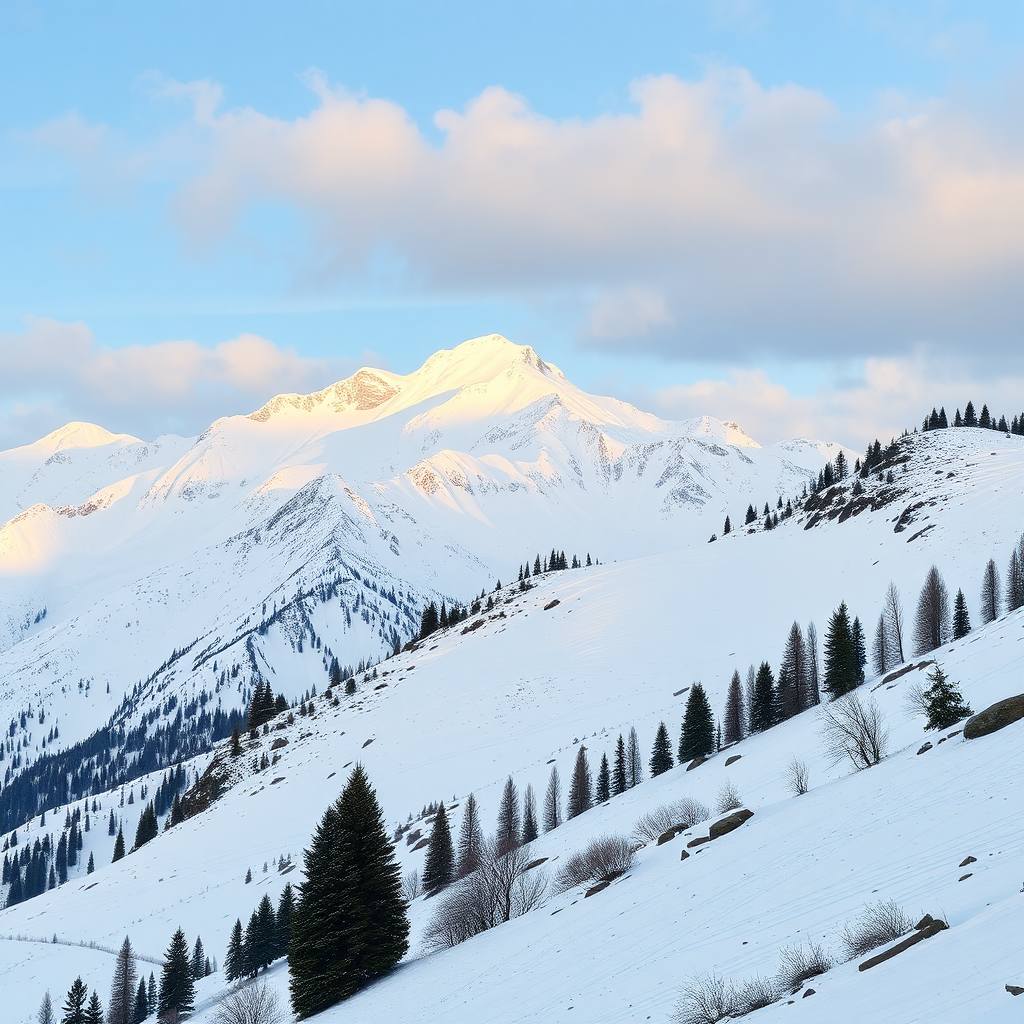 Islamic frames decorate snowy mountain slopes beautifully.