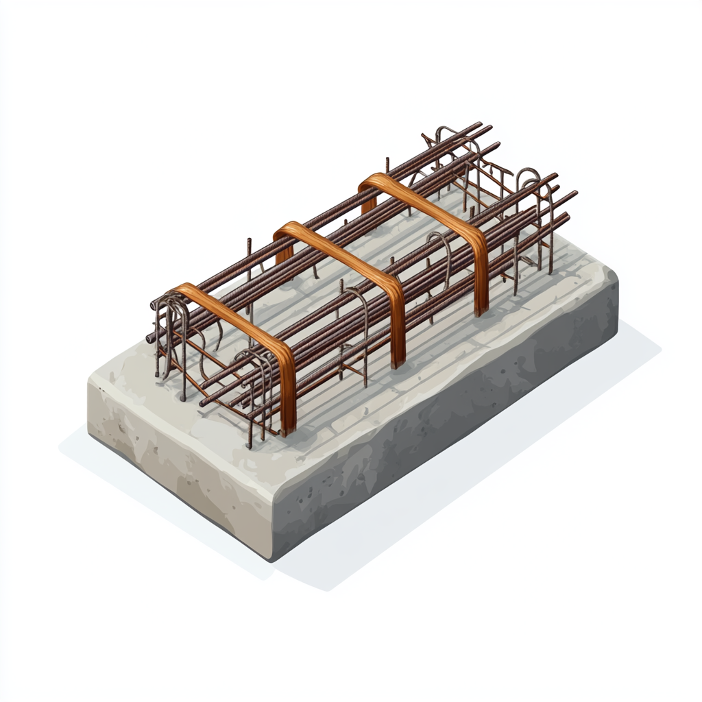 Isometric Concrete Beam Construction Rebar Icon Illustration