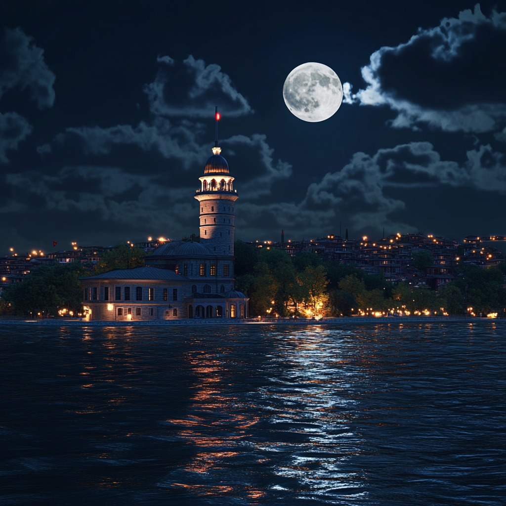 Istanbul City View: Fascinating 3D Render with Maiden Tower