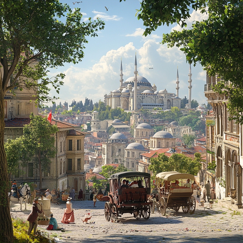 Istanbul Past 1900s Photographic View 3D Render