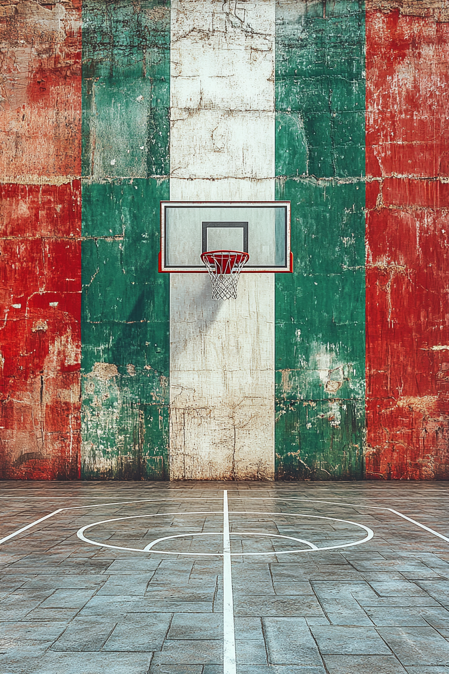 Italian flag basketball court design with realistic details.