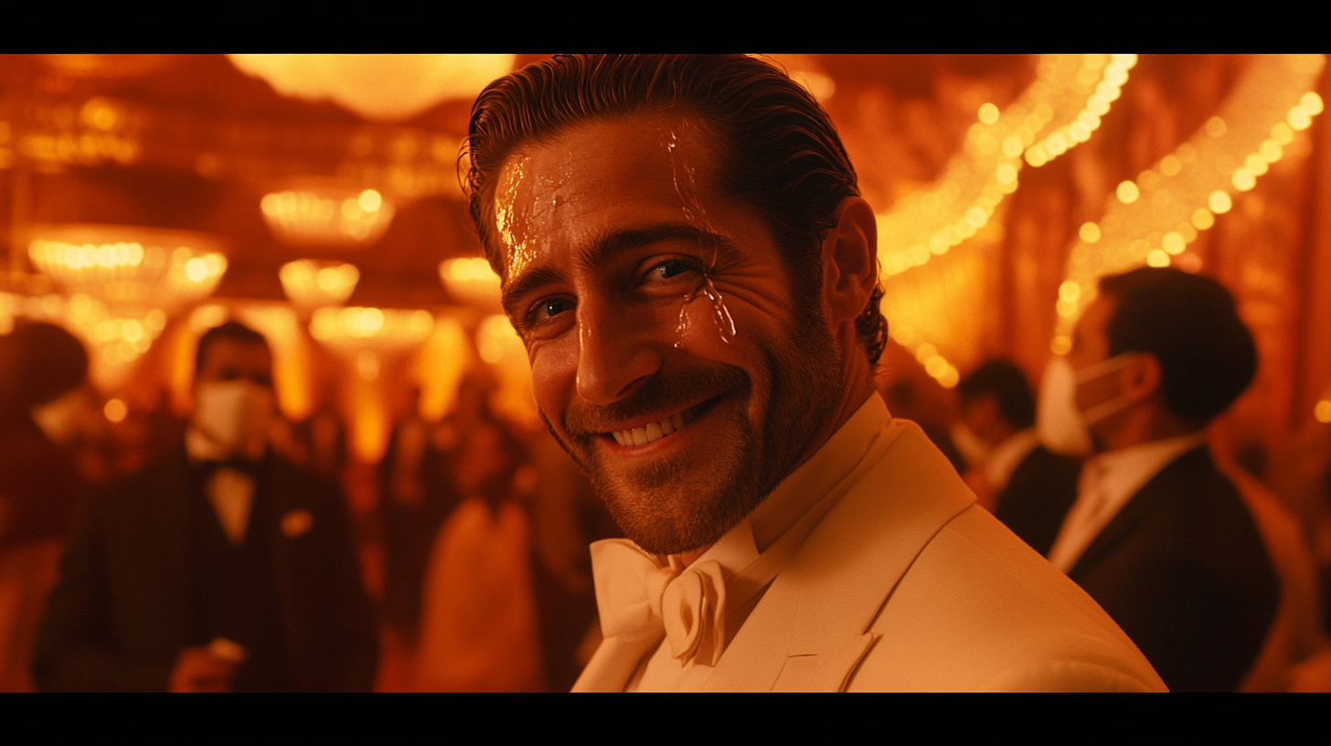 Jake Gyllenhaal Cries in White Suit - Inspiring Image