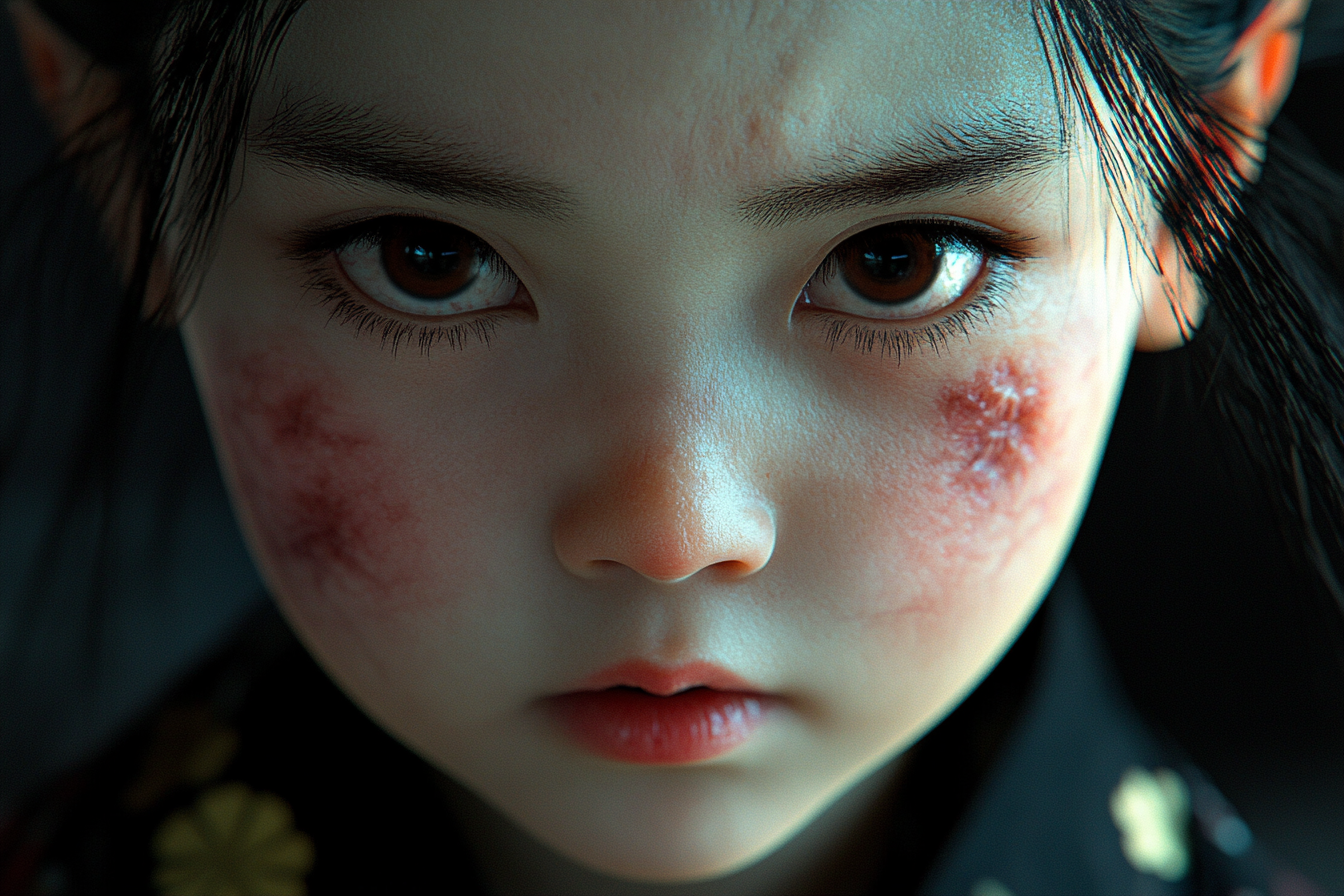 Japanese Child Yokai Edo Face Super-Resolution Photography 4K