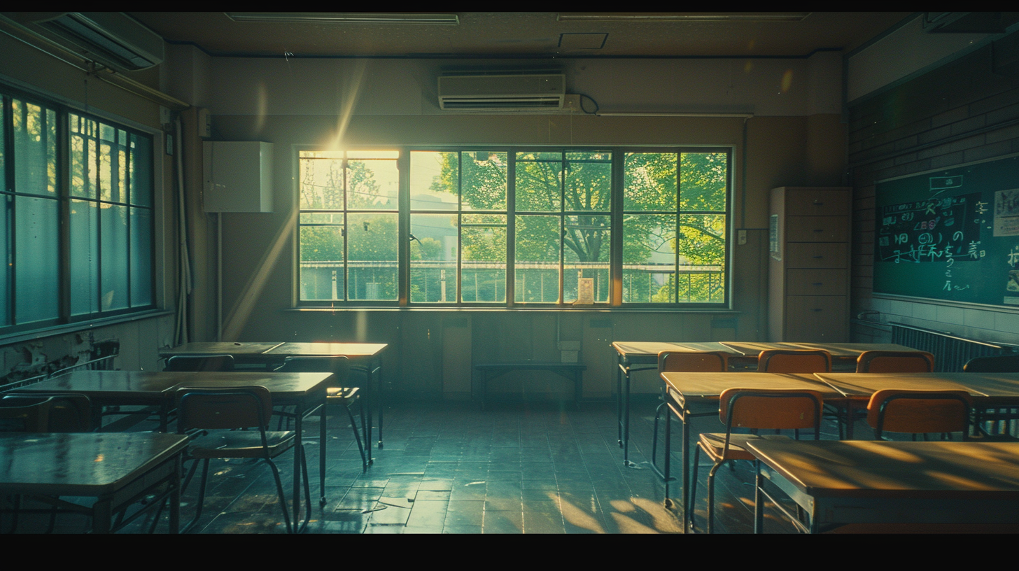 Japanese Classroom with Sunlight