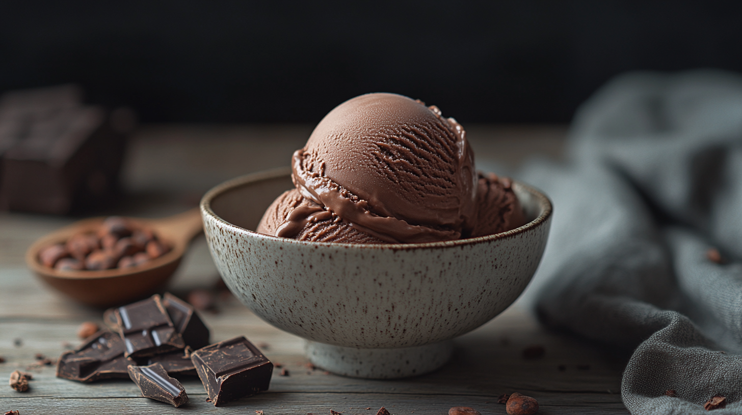 Japanese Japandi Style Bowl Chocolate Gelato Photo