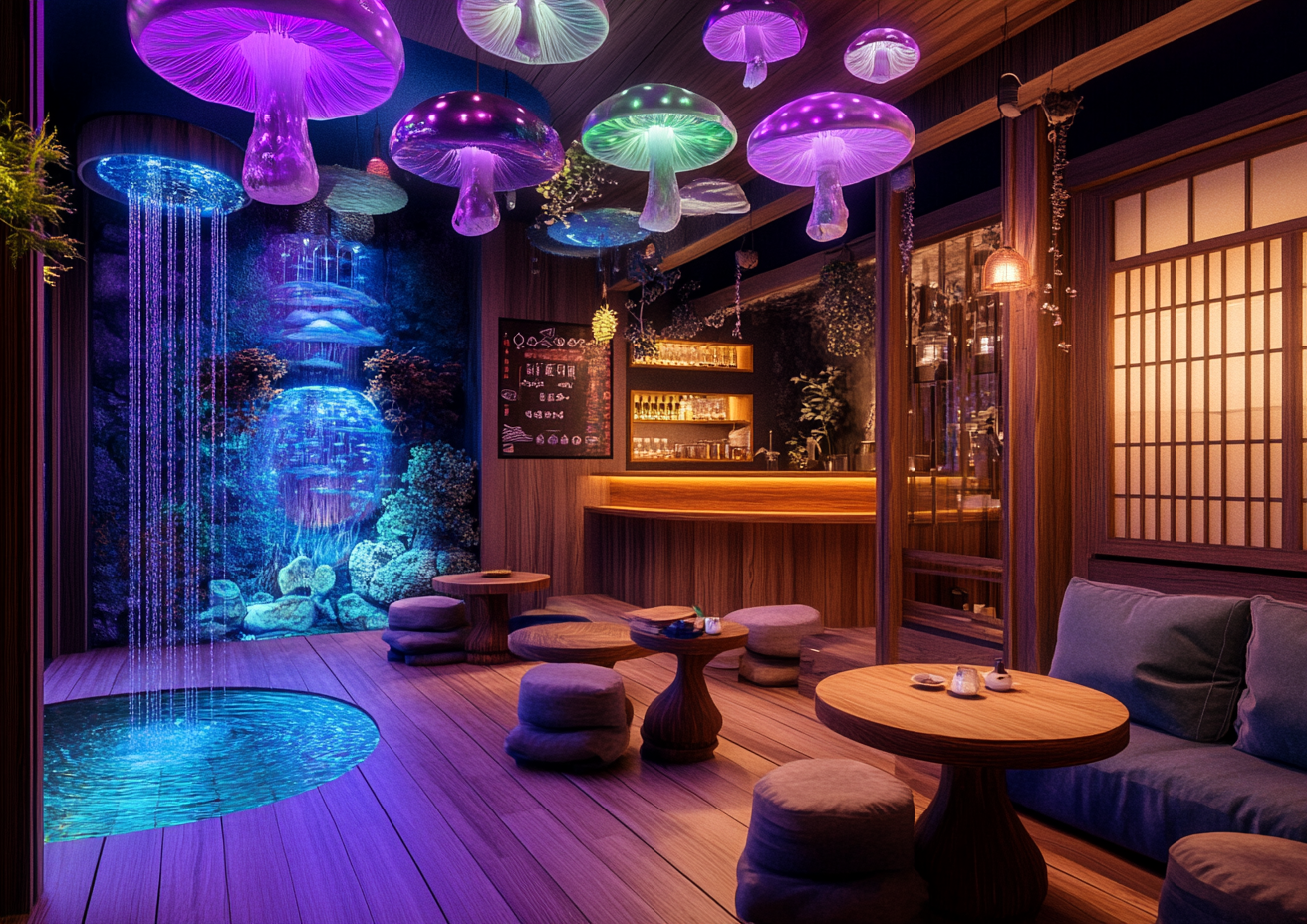 Japanese Tea House: Ambient, Tranquil, Psychedelic Interior