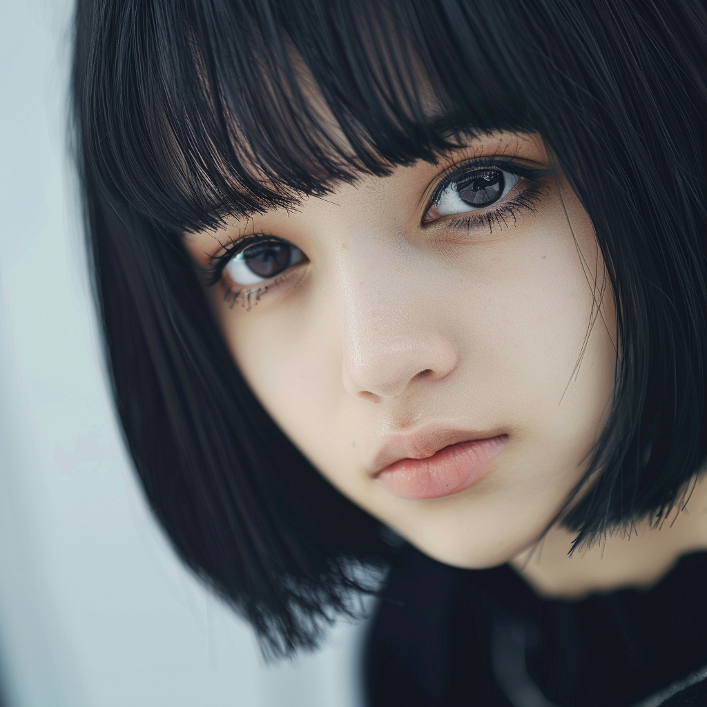 Japanese anime character with big eyes and black hair