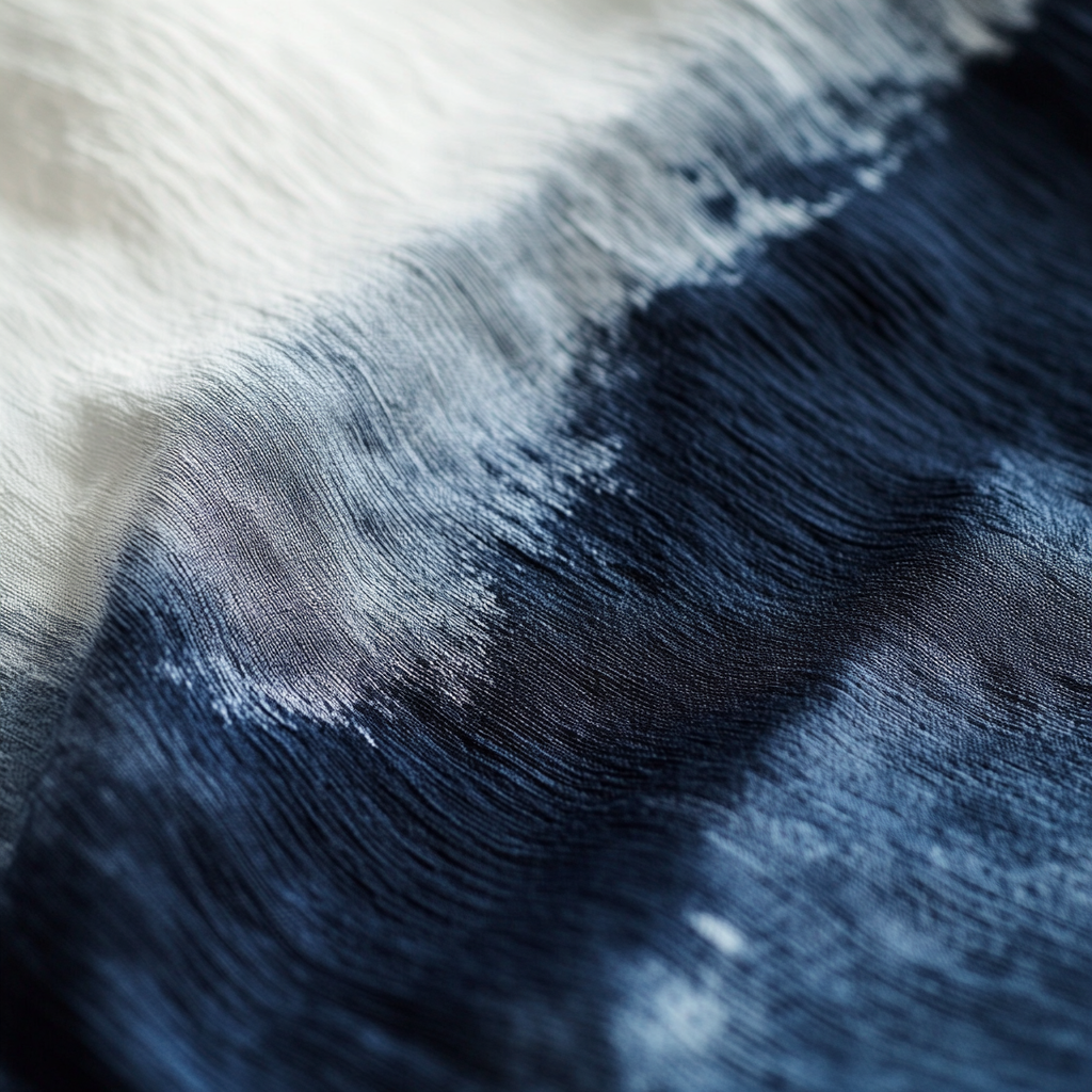 Japanese-inspired fabric with gradient blue and white fibers.