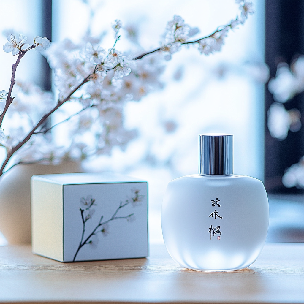 Japanese minimalist web interface for fresh perfume in white