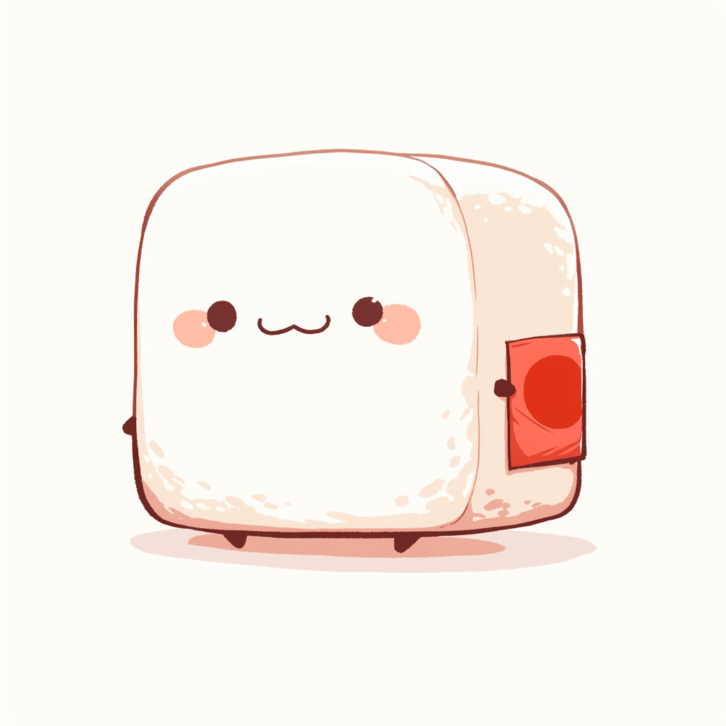 Japanese style chibi tofu character with cute design.