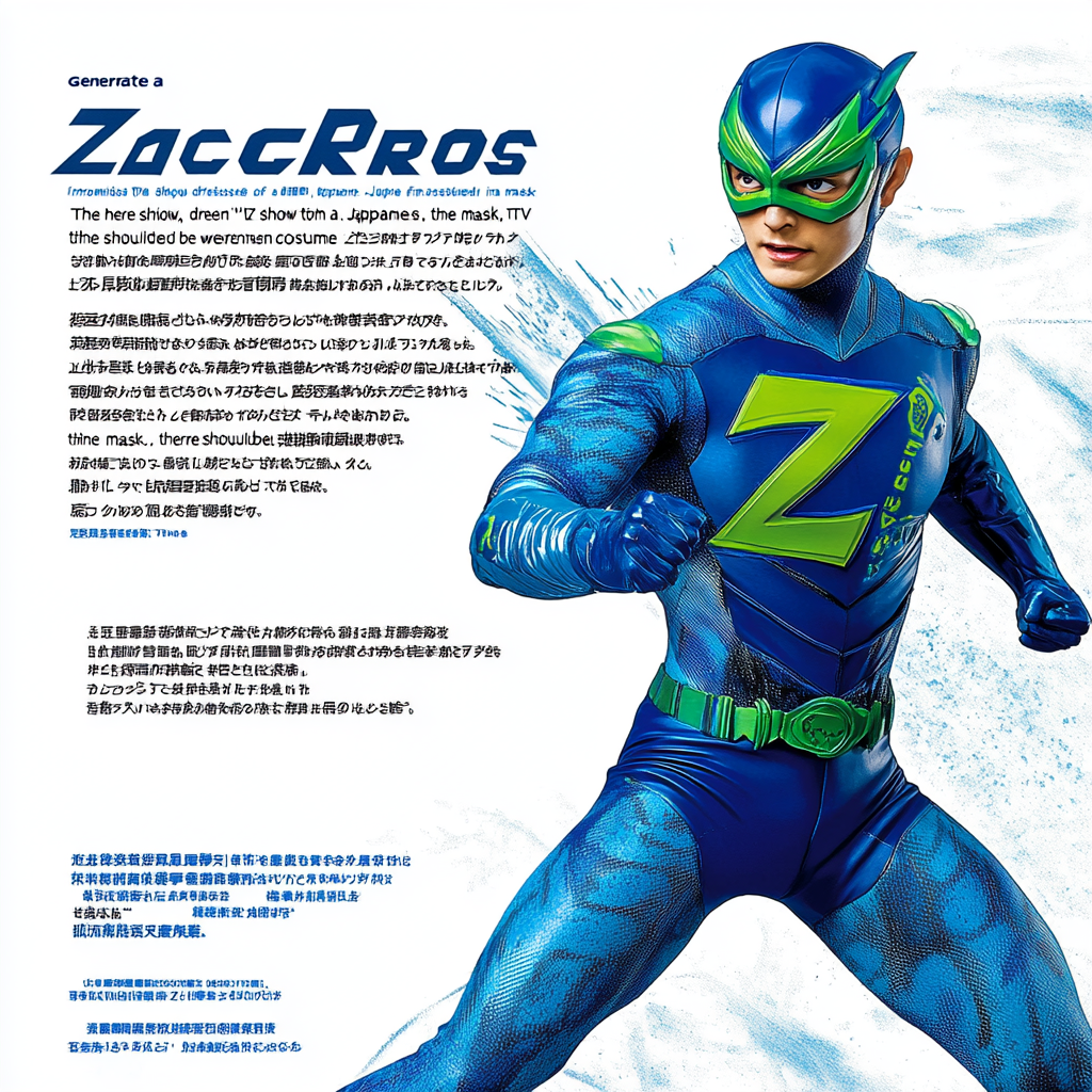 Japanese superhero 'ZACROS' in dynamic blue costume.