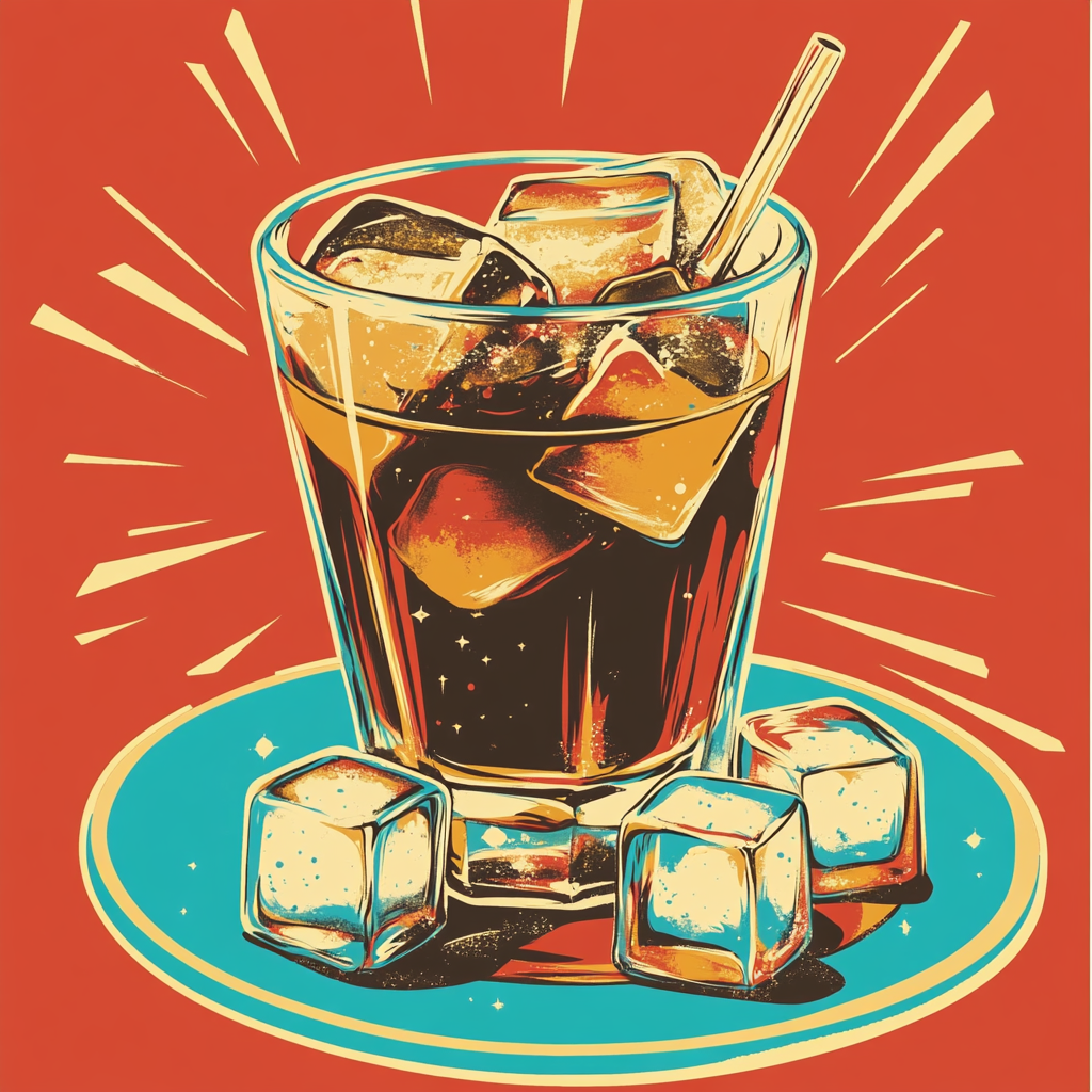 Japanese vintage coffee poster featuring refreshing iced drink