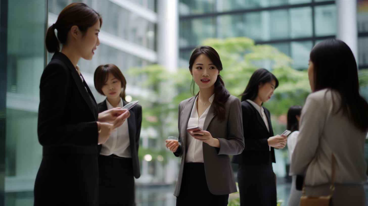 Japanese business women in urgent call