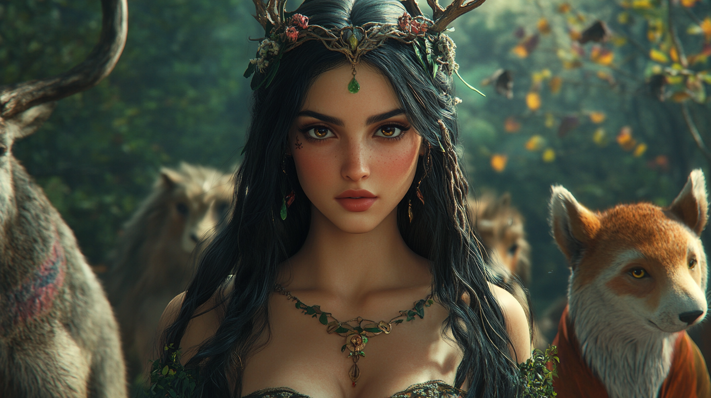 Jasmin Princess as Human Druid in Forest Ballgown