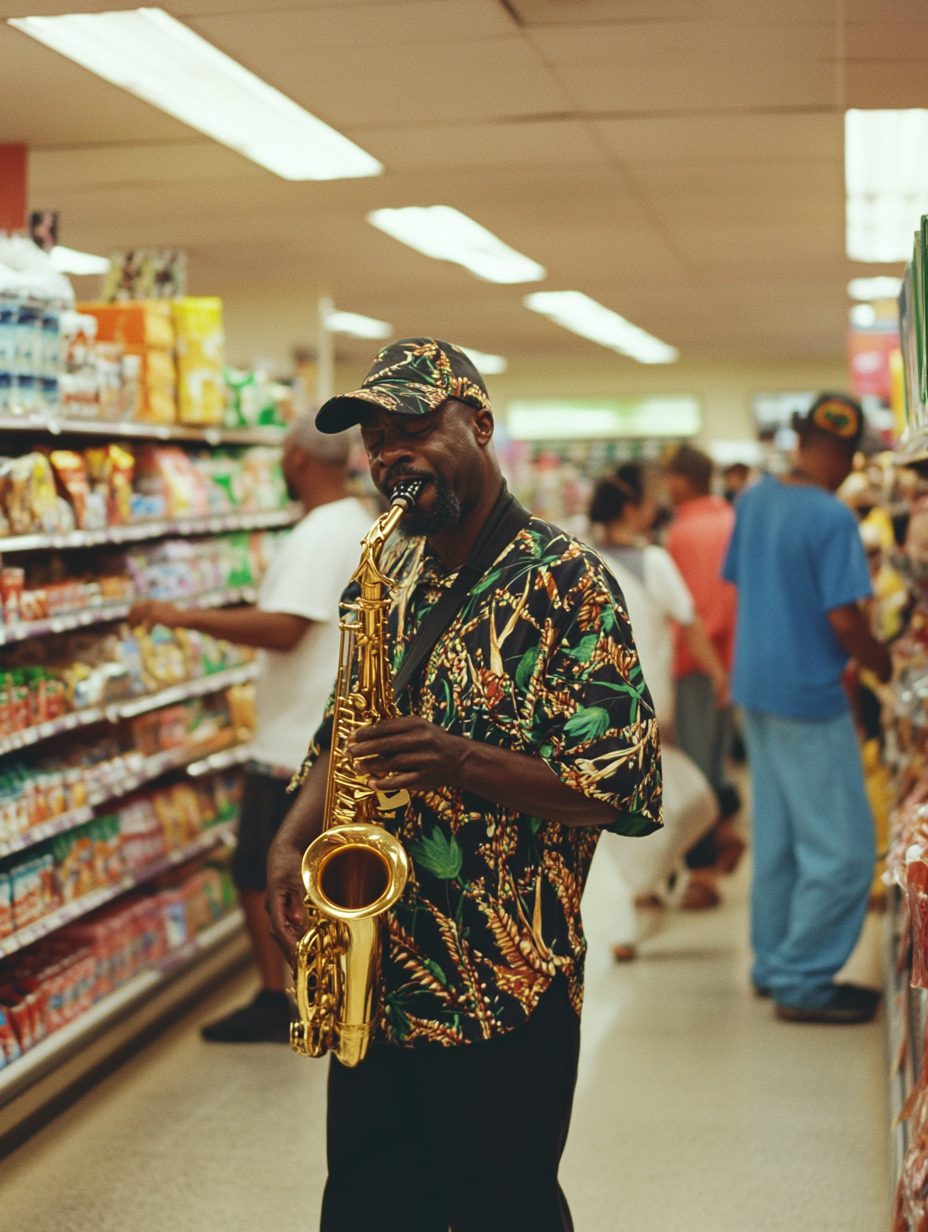 Jazz band surprises shoppers, dancing in grocery store