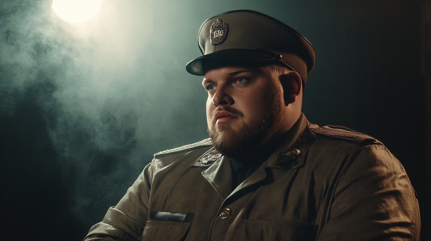 Jelly Roll in WWII uniform under cinematic lighting.