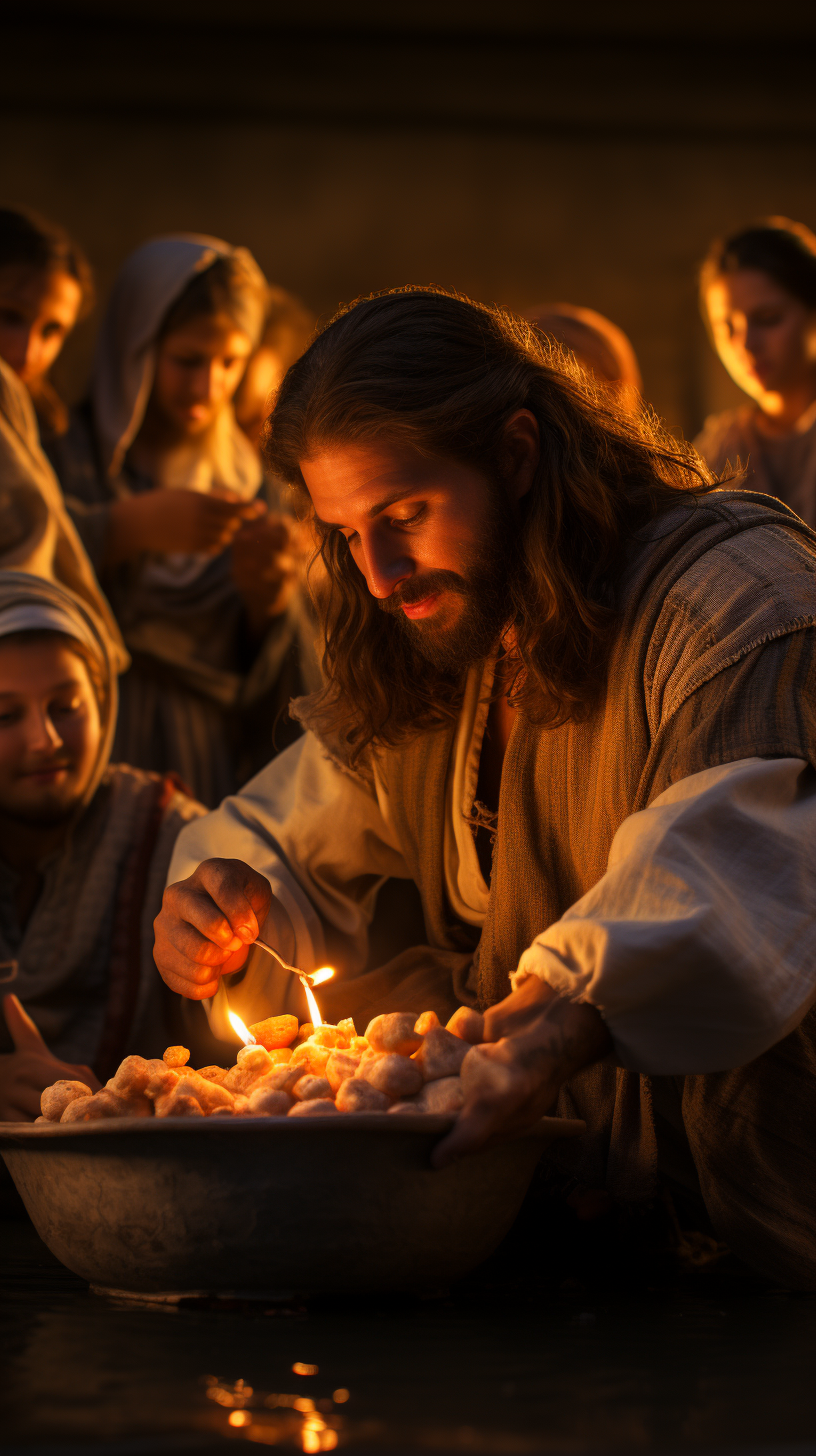 Jesus washing the disciples' feet in ultra-high resolution.