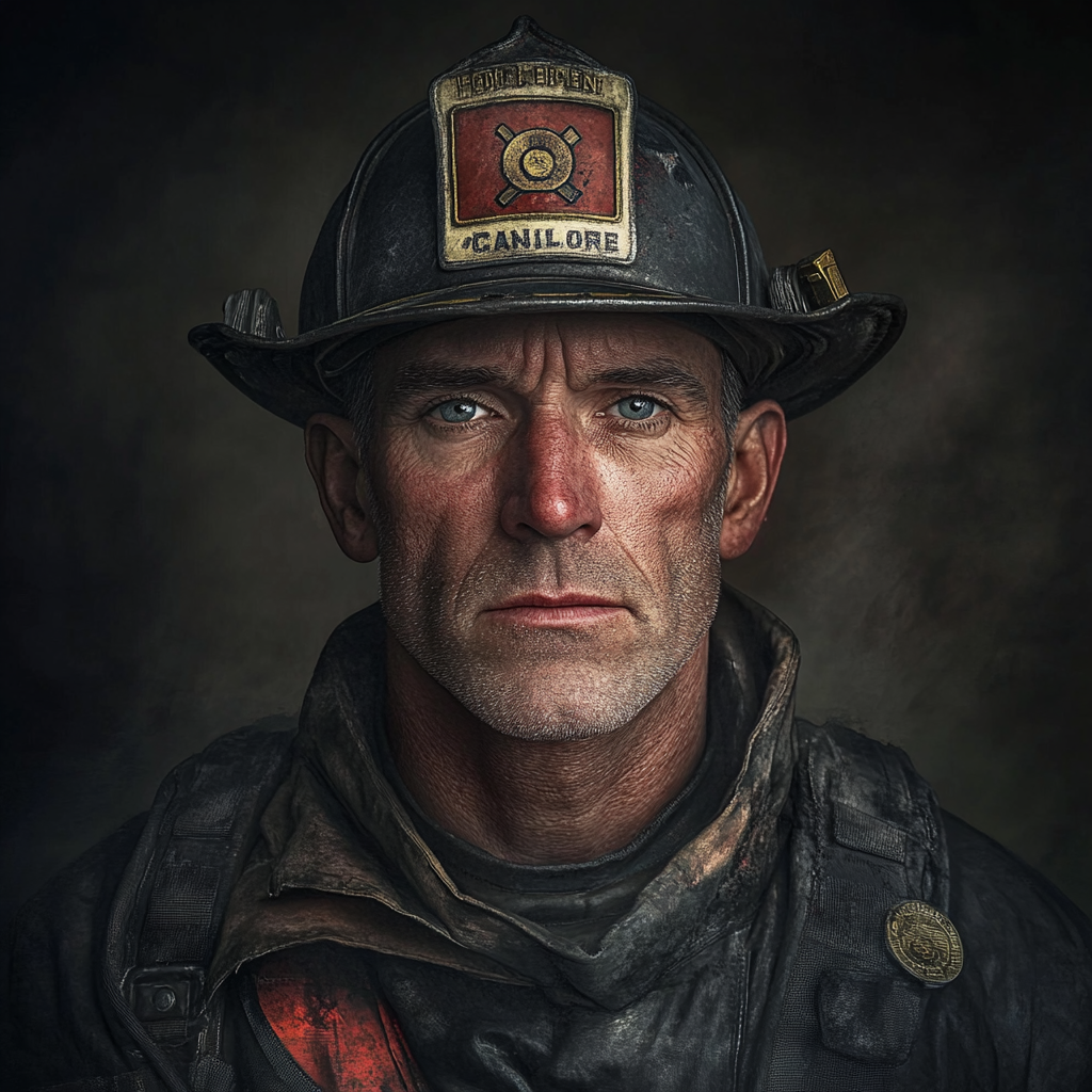 John, 45-year-old firefighter in realistic photo