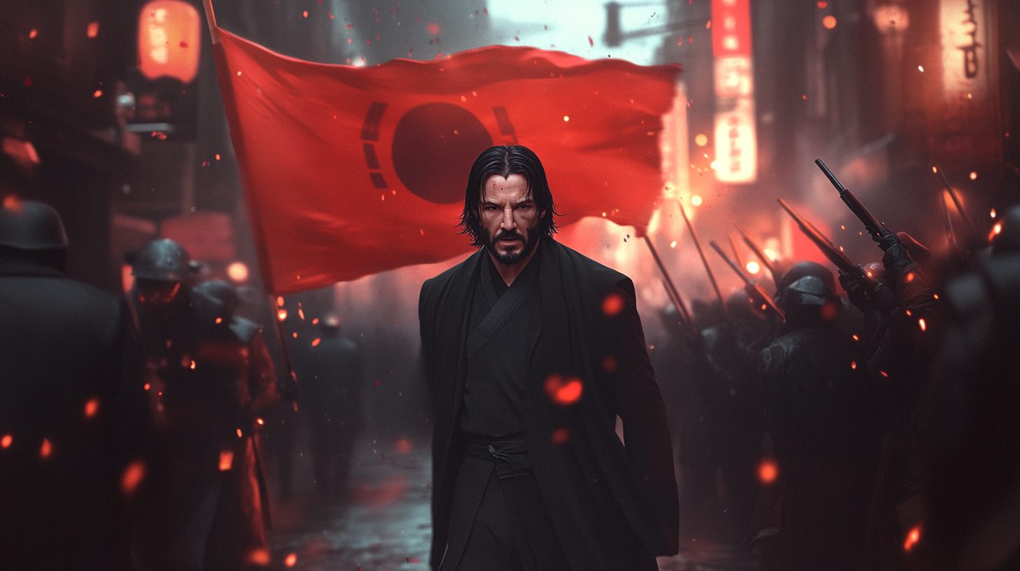 John Wick raising flag in Korea in 1919.