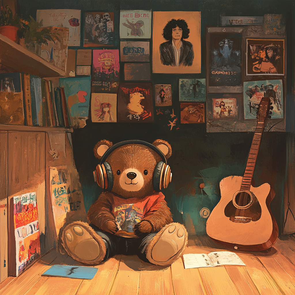 Jonny's Cozy Bear Cave Listening to Music