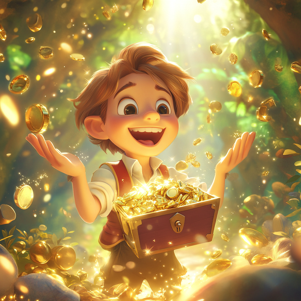 Joyful Disney-style Treasure Discovery Portrait for Smartphone