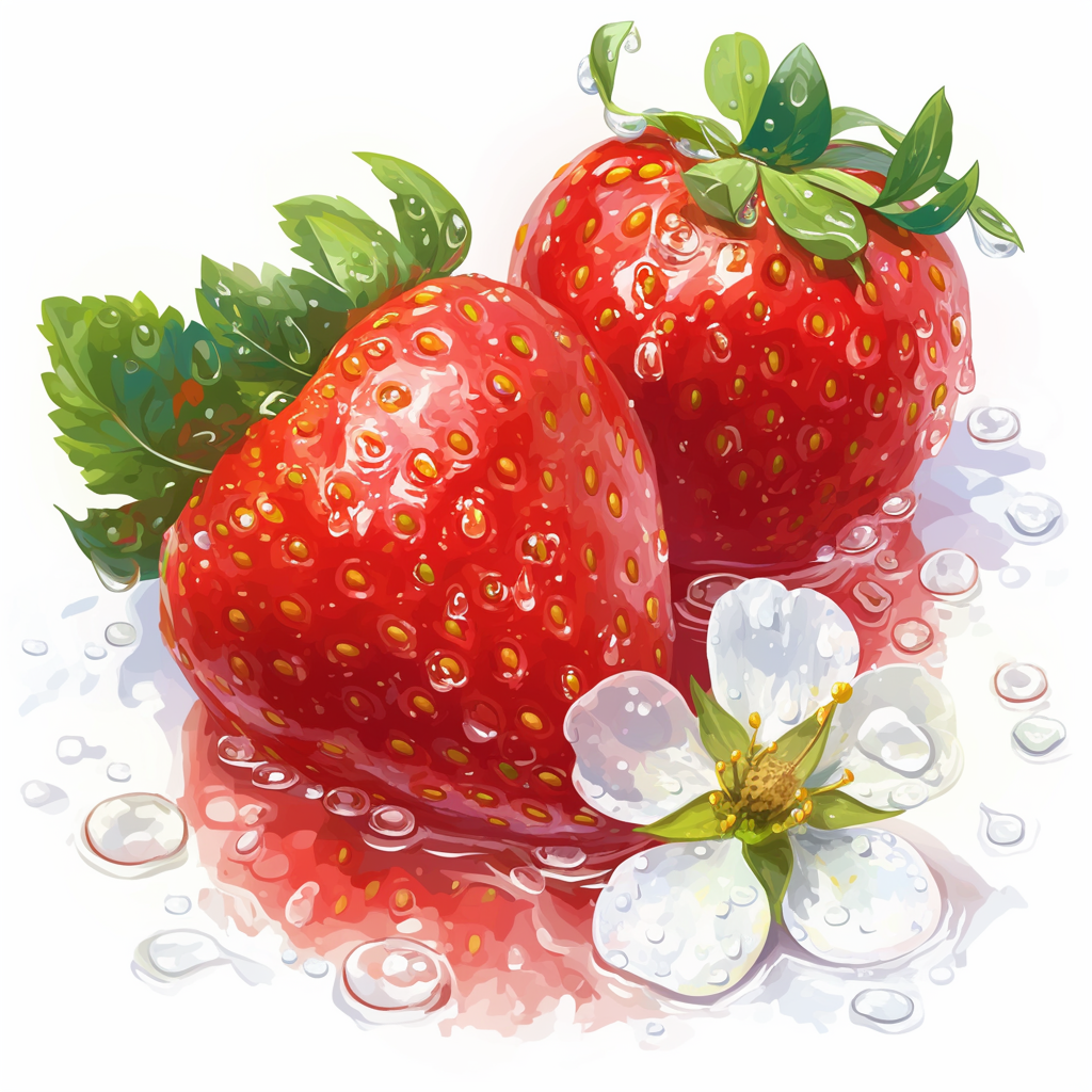 Juicy Strawberry Slide with Ice, Vector, 4K