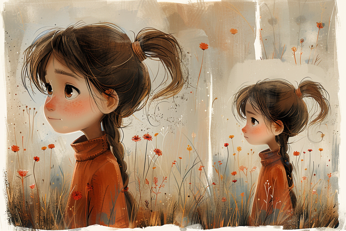 Karina's Whimsical Garden Exploration in Six Panels