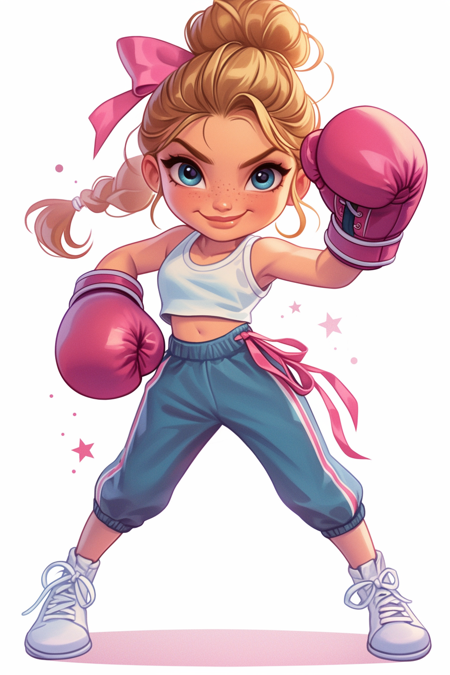 Kawaii Style Girl in Boxing Gloves