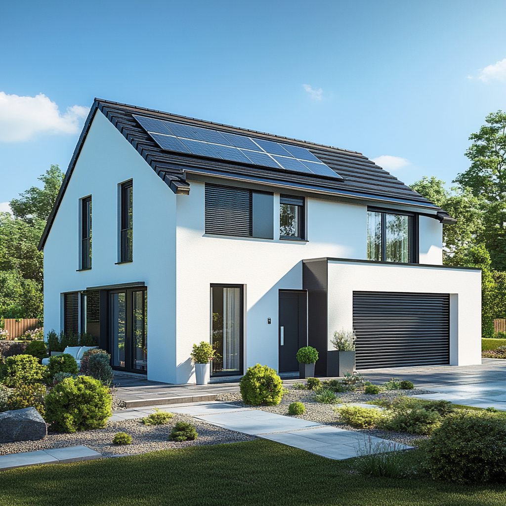 Keyword-rich Contemporary Alsace house with modern solar panels and garage