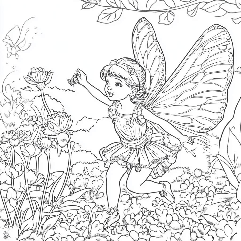 Kid's coloring page: Fairy of the Buttercup