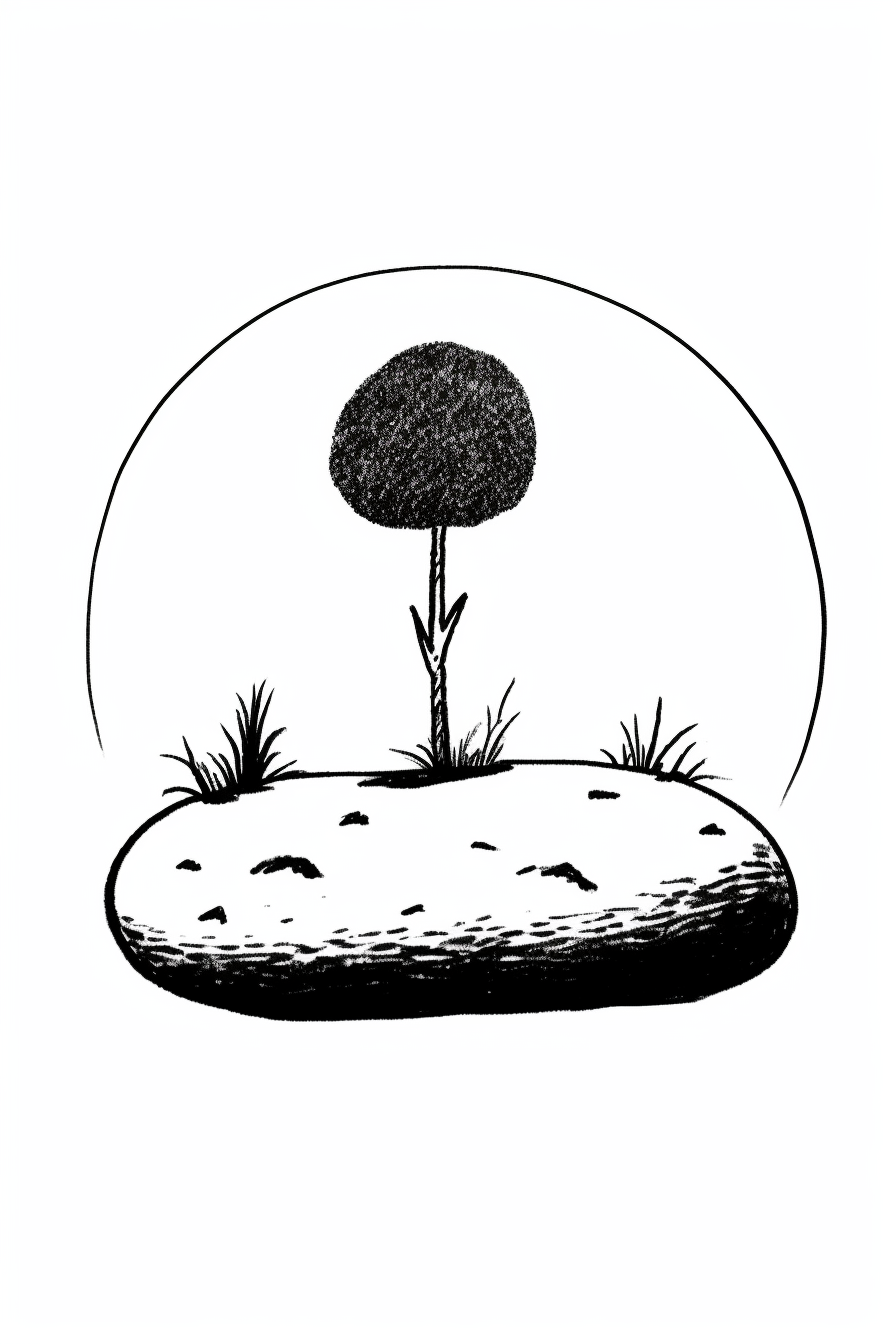 Kids Coloring Page of a Mossy Stone