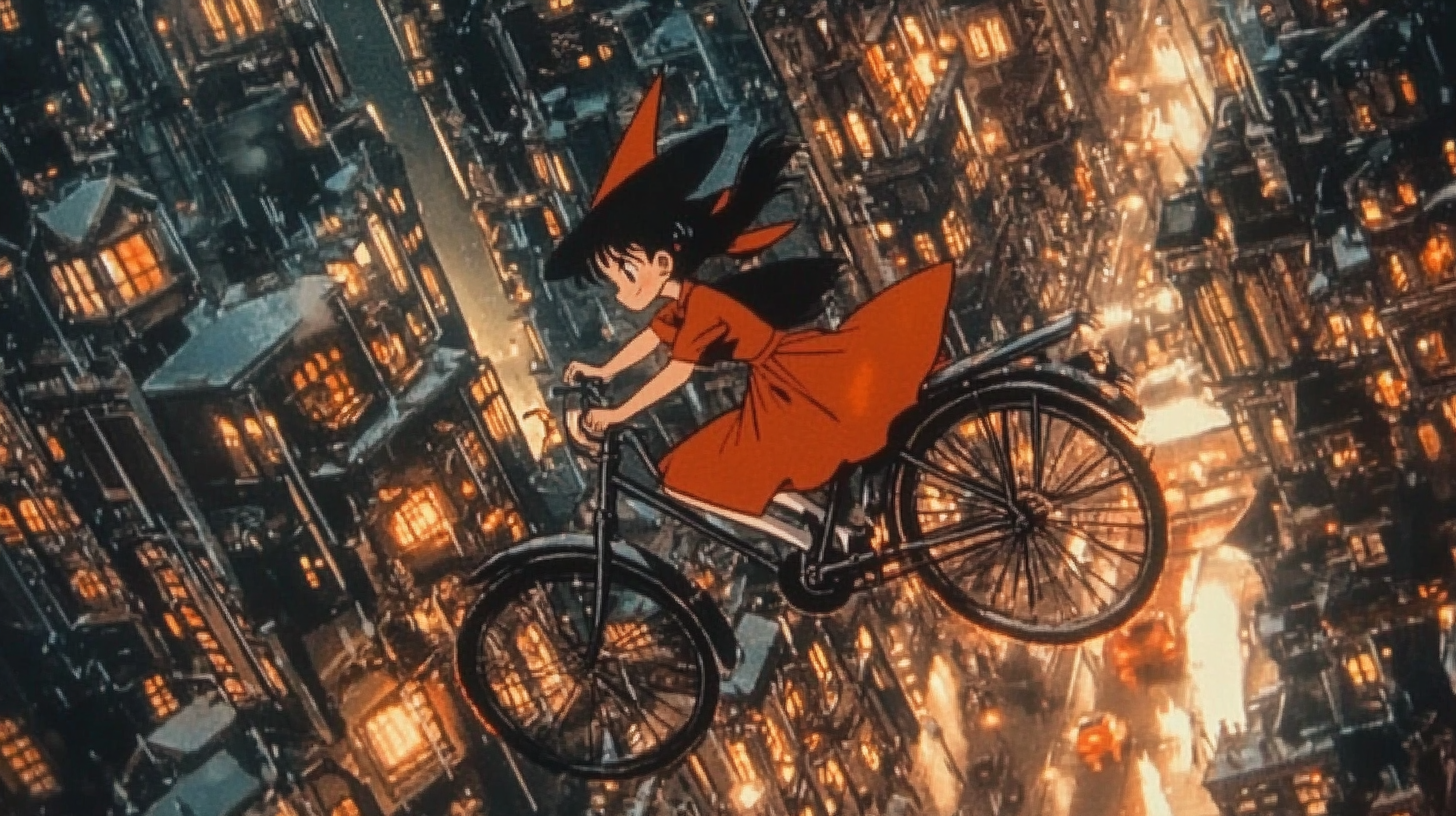 Kiki the Witch in city pop music video.