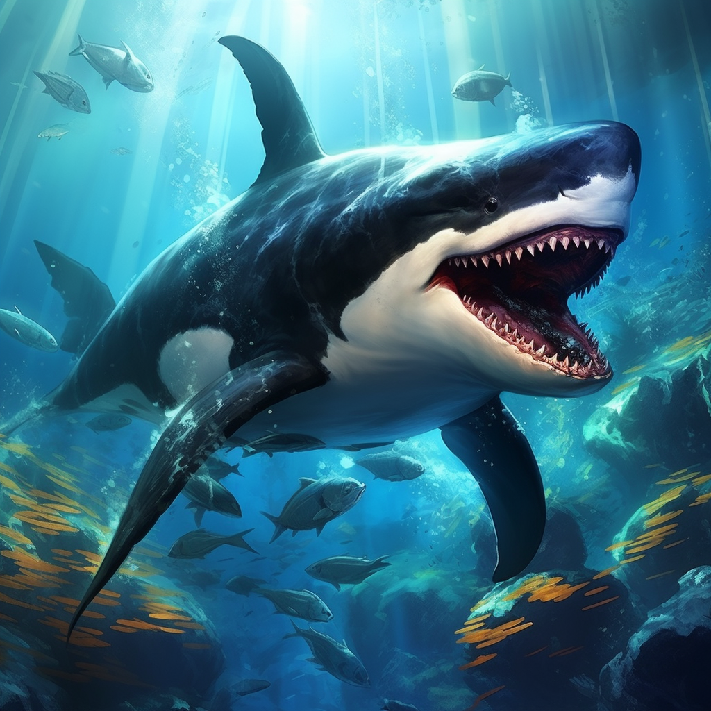 Killer Whale Attacking Shark 3D Stock Photo