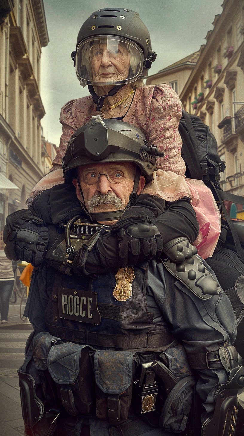 Kind Policeman Carries Happy Grandma Through Streets