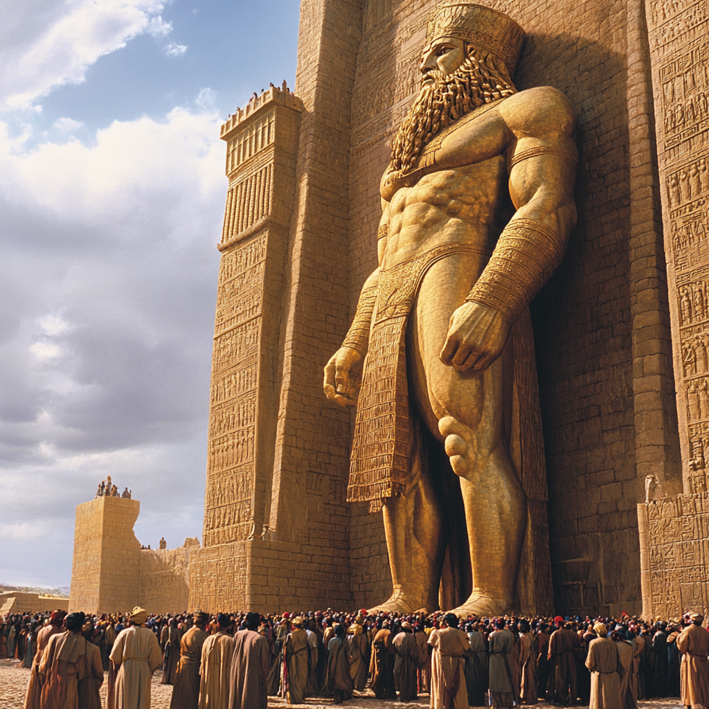 King Nebuchadnezzar's golden statue outside Babylon.