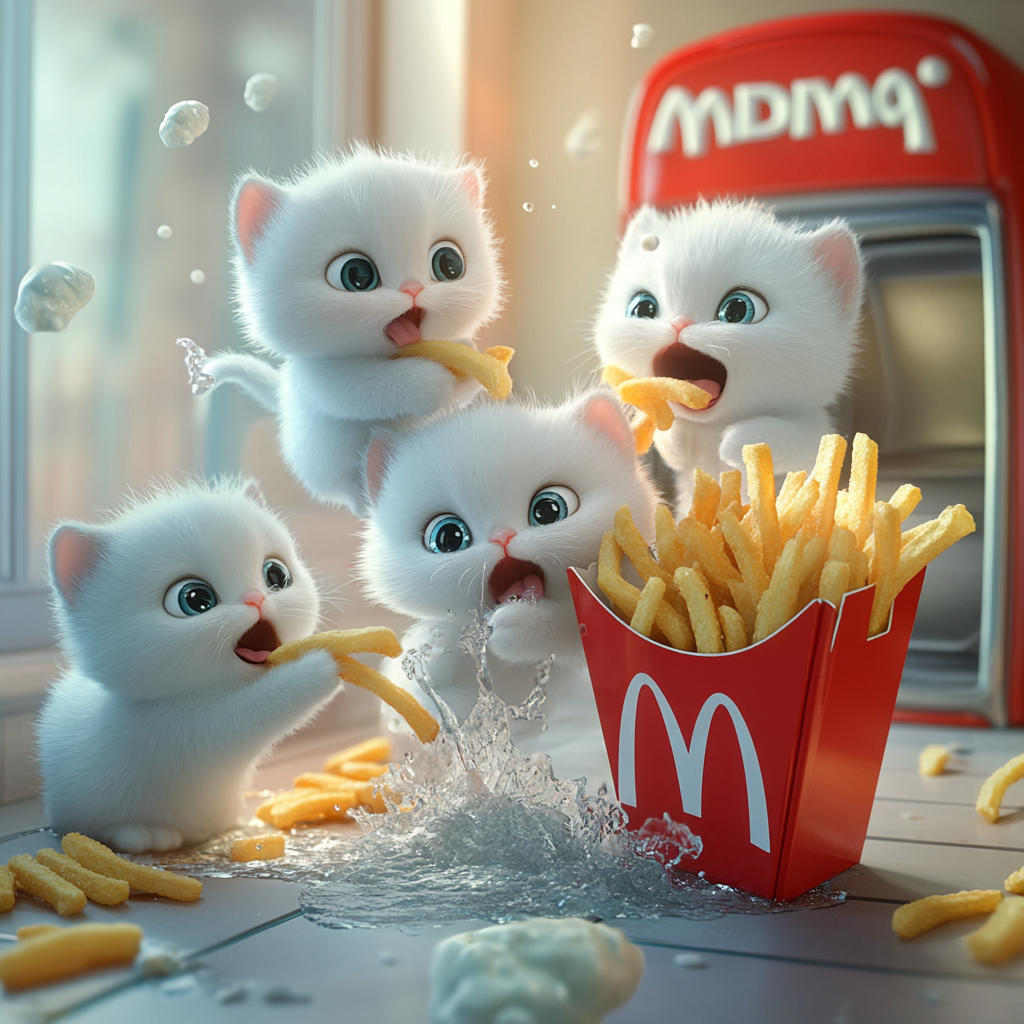 Kittens Making Mess at McDonald's with Ice Cream