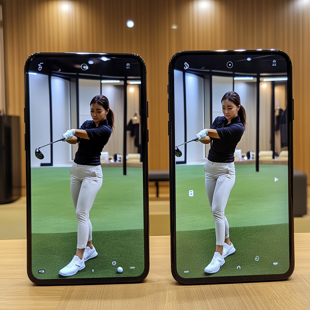 Korean Female Golfer Golf Tutorial Smartphone Screens